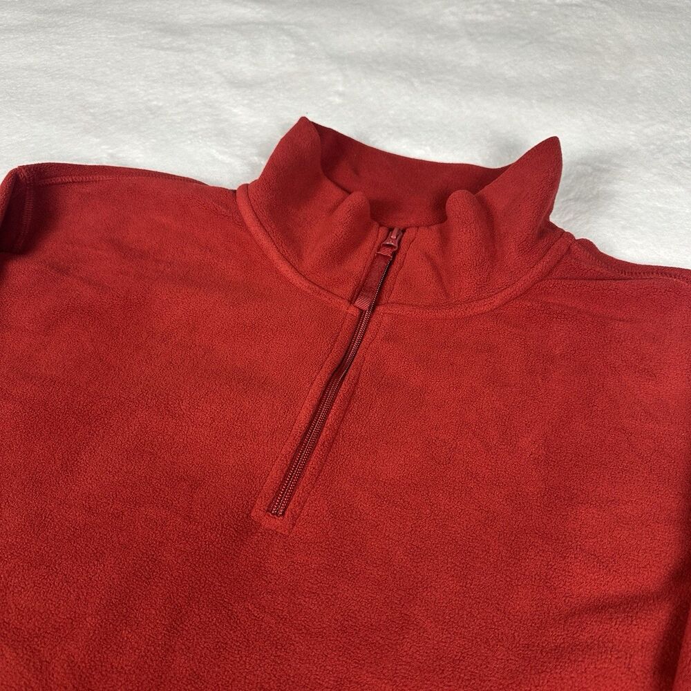 St Johns Bay Fleece Pullover Mens XXL Red Quarter Zip Jacket Outdoor